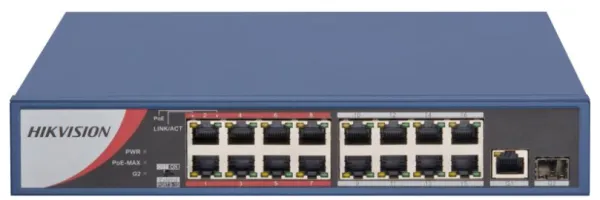 DS-3E0318P-E/M(C) 16x100Mb PoE+1x1Gb RJ45+1xGbCombo, switch,130W
